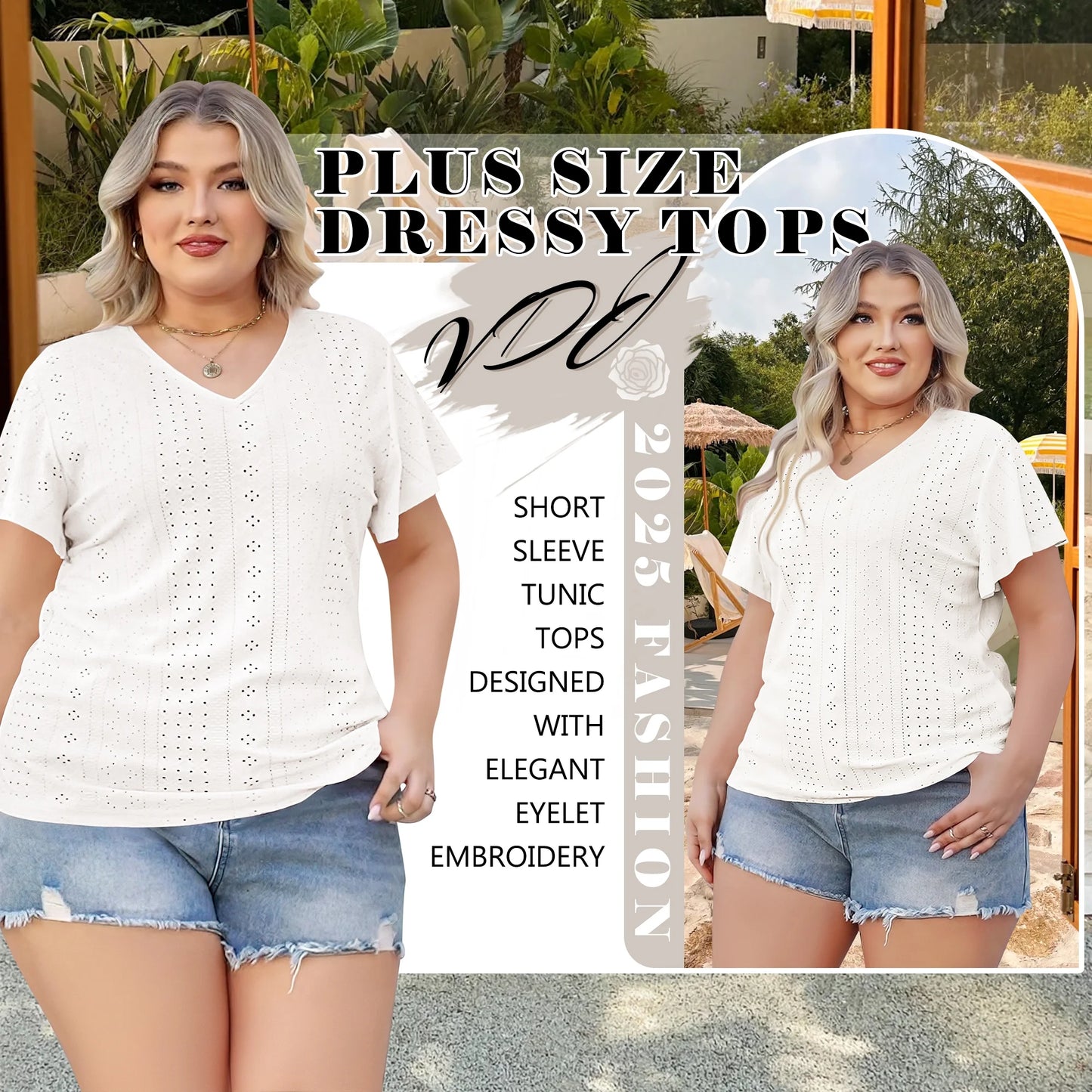 plus Size Women Tops Summer Short Sleeve Crew Neck Tunics Oversized Trendy Dressy White Blouse 5XL