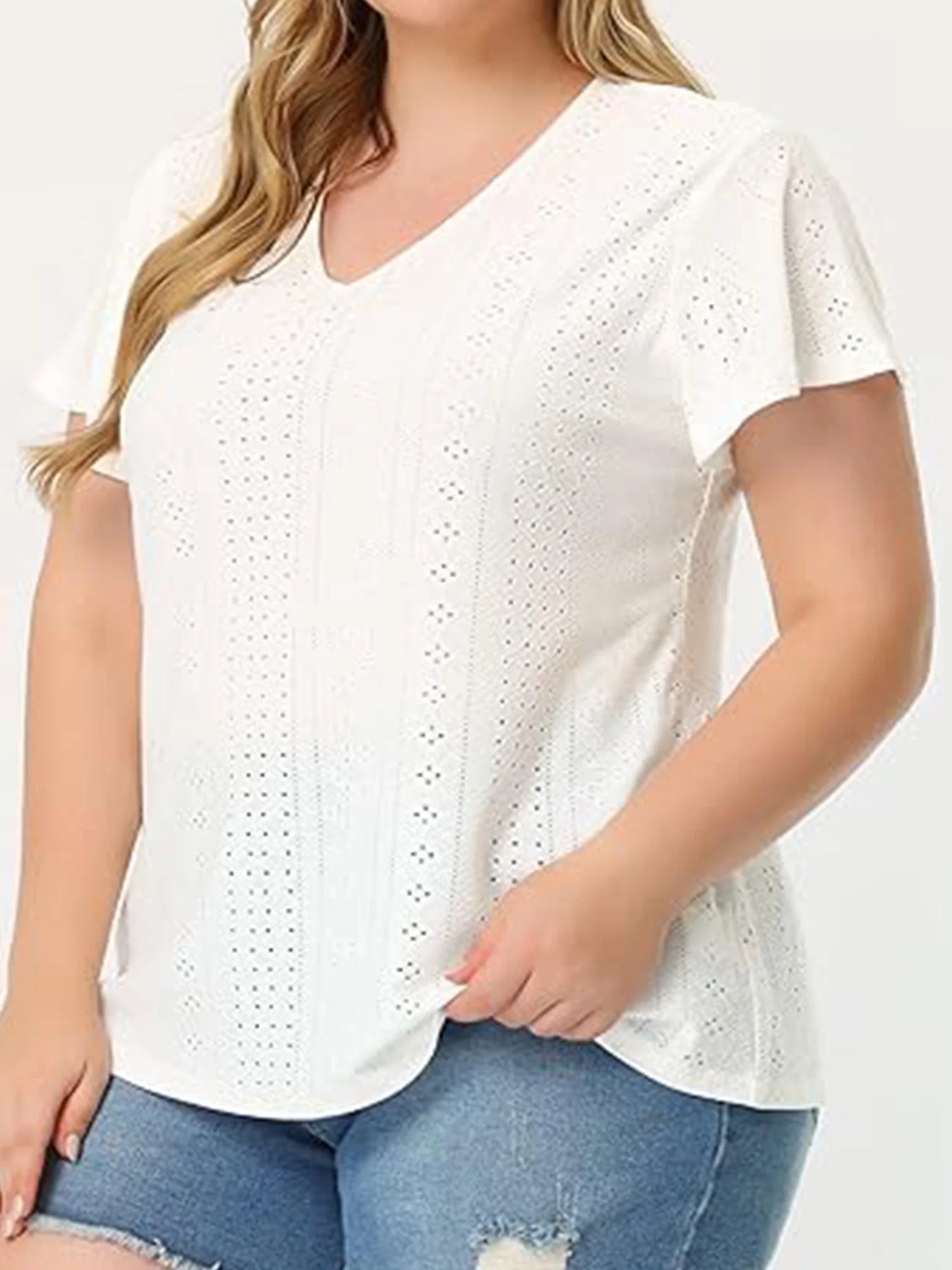 plus Size Women Tops Summer Short Sleeve Crew Neck Tunics Oversized Trendy Dressy White Blouse 5XL