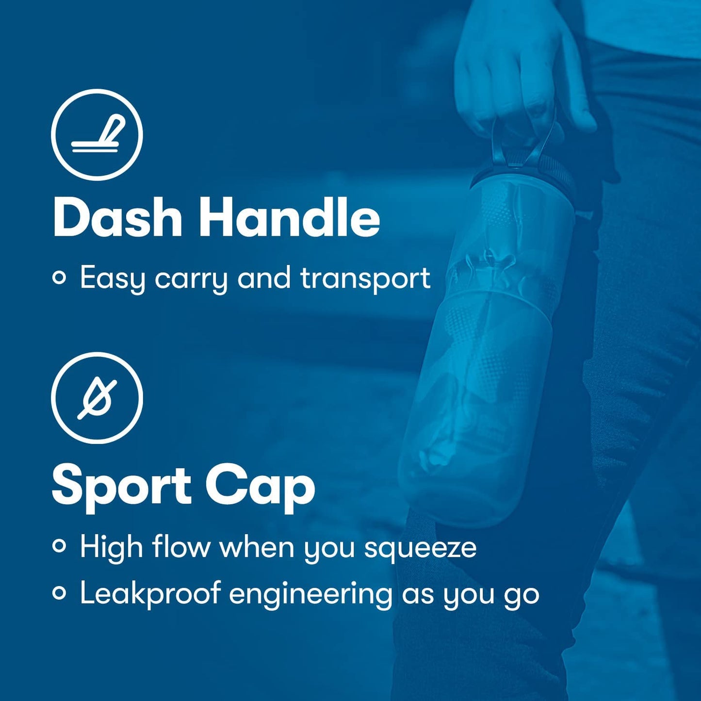 Sport Insulated Water Bottle - Bpa-Free, Sport & Bike Squeeze Bottle with Handle (Fly Dye - Monochrome, 24 Oz)