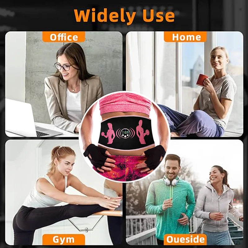 EMS Abdominal Muscle Trainer Vibration Waist Slimming Belt ABS Muscle Stimulator Toner Electric Weight Loss Massager Unisex
