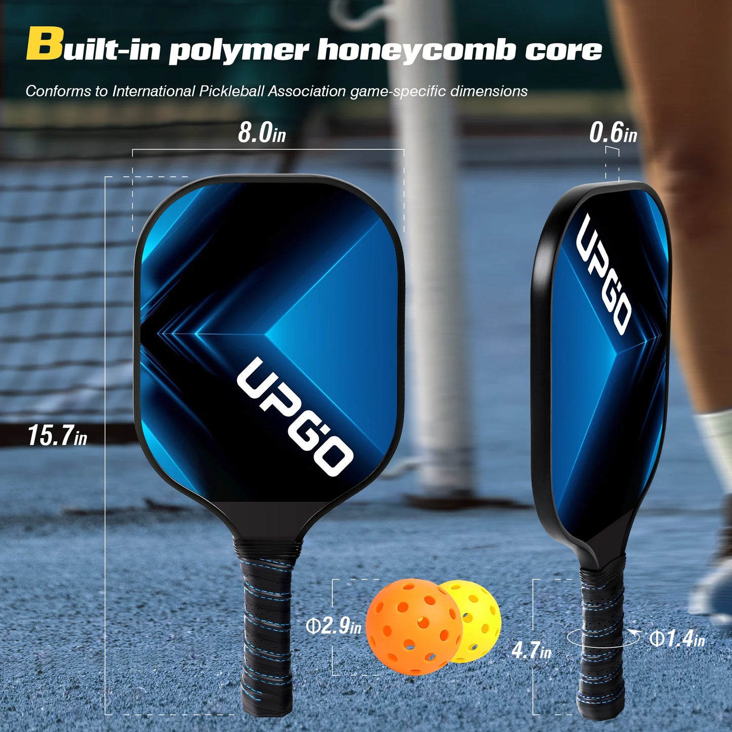 2024 Upgraded Pickleball Paddles, Graphite Fiber Polypropylene Honeycomb Core , Pickle Ball Set with 2 Pickle Ball Rackets, 4 Balls and Backpack