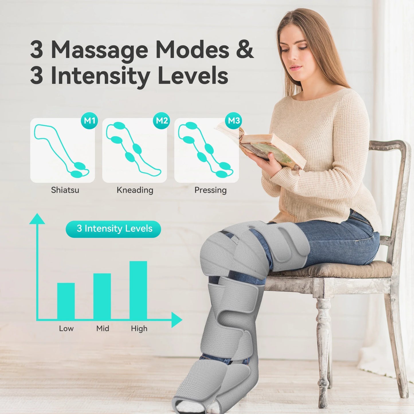 Leg Massager with Air Compression, Calf Foot Massager for Circulation & Pain Relief, Gifts