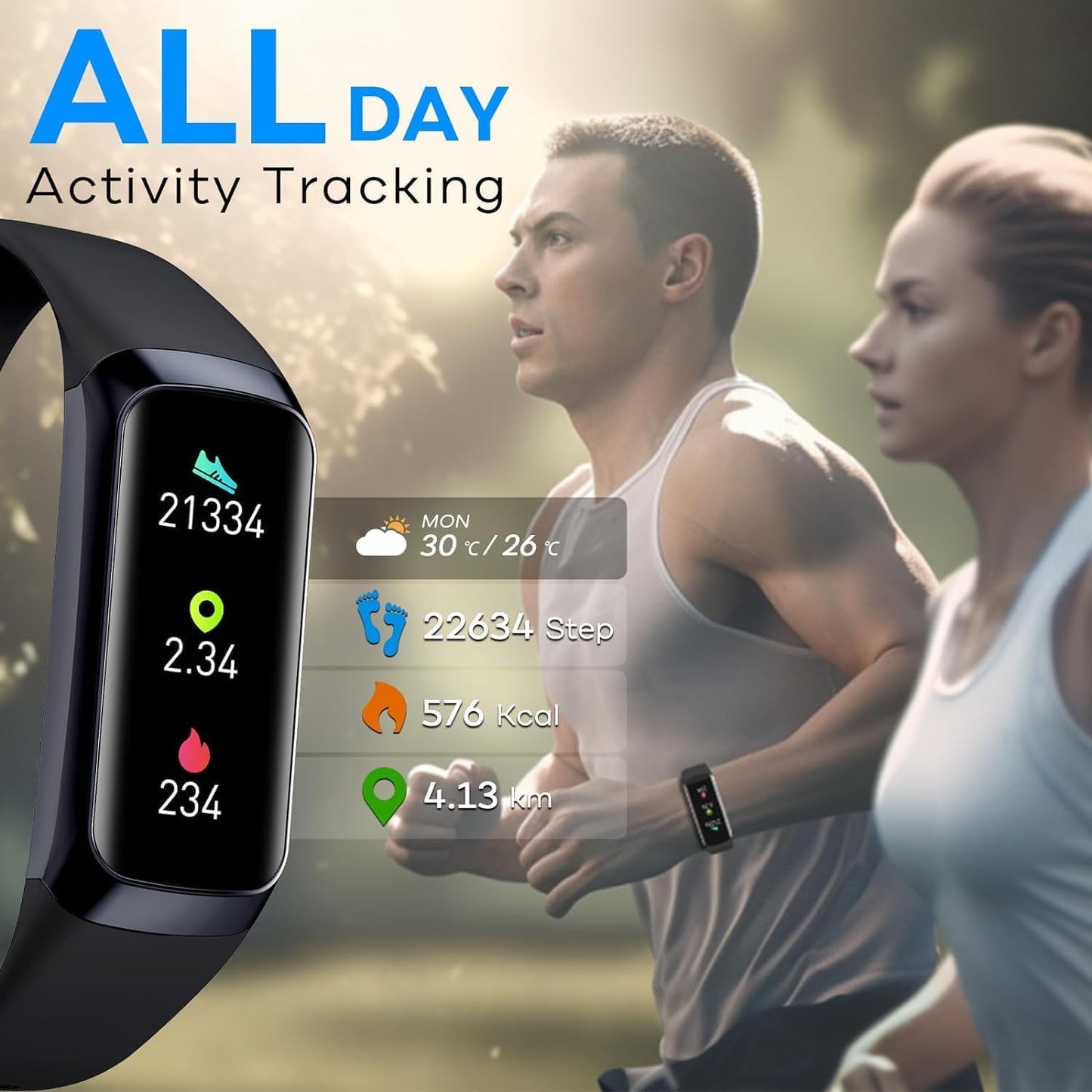 Fitness Tracker,2025 Smart Watch with Blood Pressure Heart Rate & Sleep Monitor IP67 Waterproof Step Calorie Counter Pedometer Fitness Activity Watch for Men Women Android Ios Phone (Black)