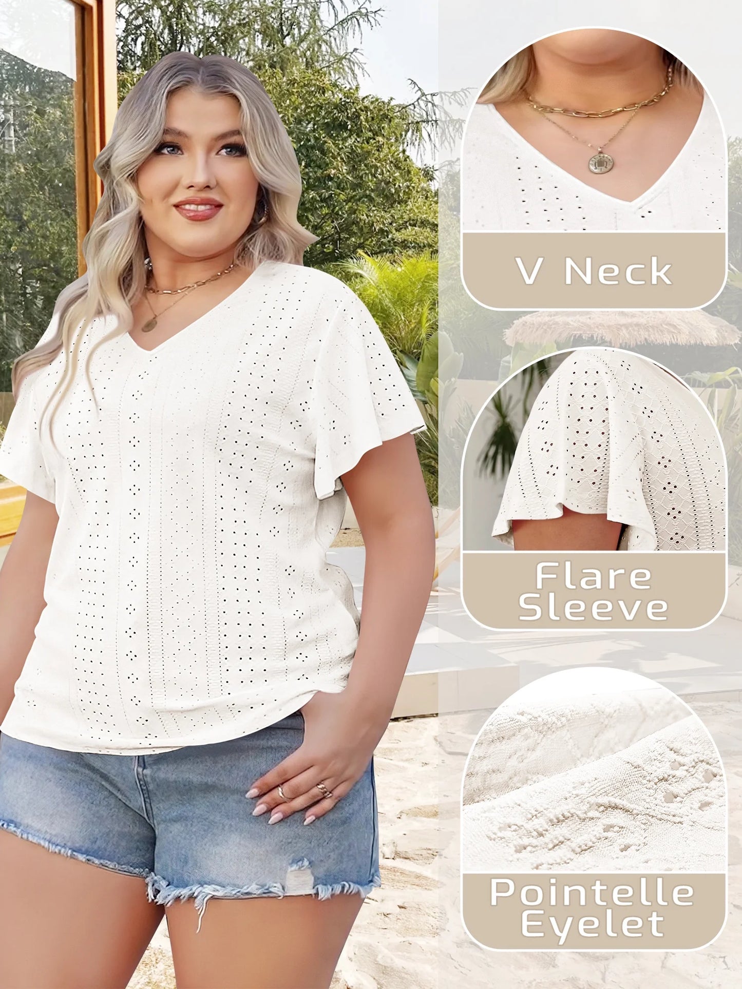 plus Size Women Tops Summer Short Sleeve Crew Neck Tunics Oversized Trendy Dressy White Blouse 5XL