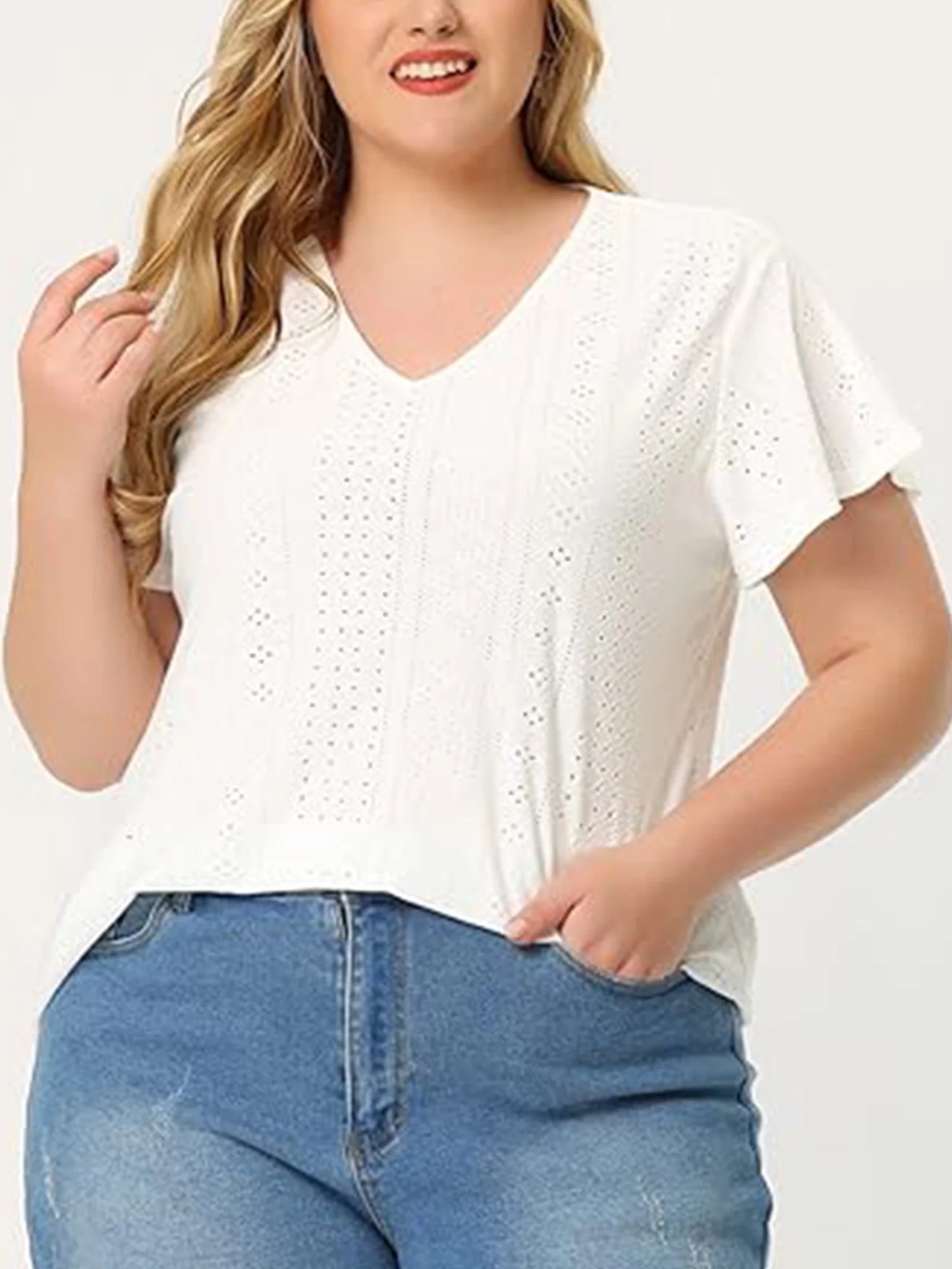 plus Size Women Tops Summer Short Sleeve Crew Neck Tunics Oversized Trendy Dressy White Blouse 5XL
