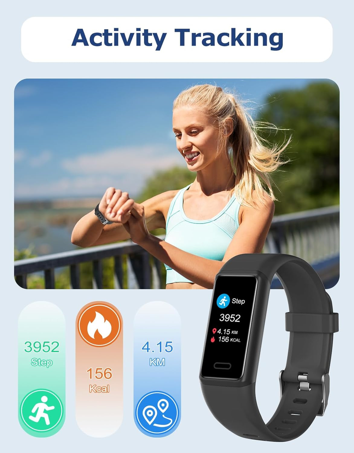 Fitness Tracker, Fitness Watches for Men Women with 24/7 Heart Rate Monitor Sleep Tracker Step/Calorie Counter Stopwatch Pedometer IP68 Waterproof