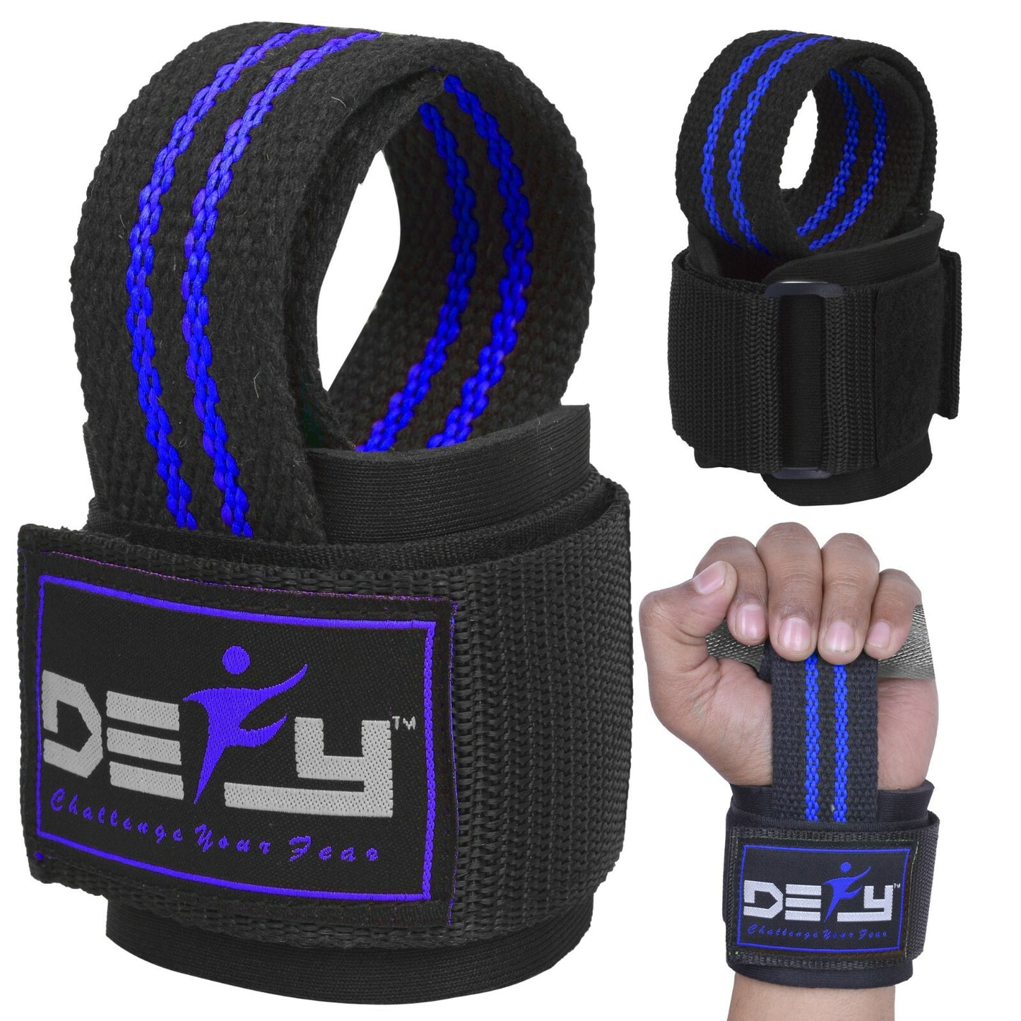 DEFY SPORTS™ Weight Lifting Gym Power Straps Grip Gloves Training Wrist Support