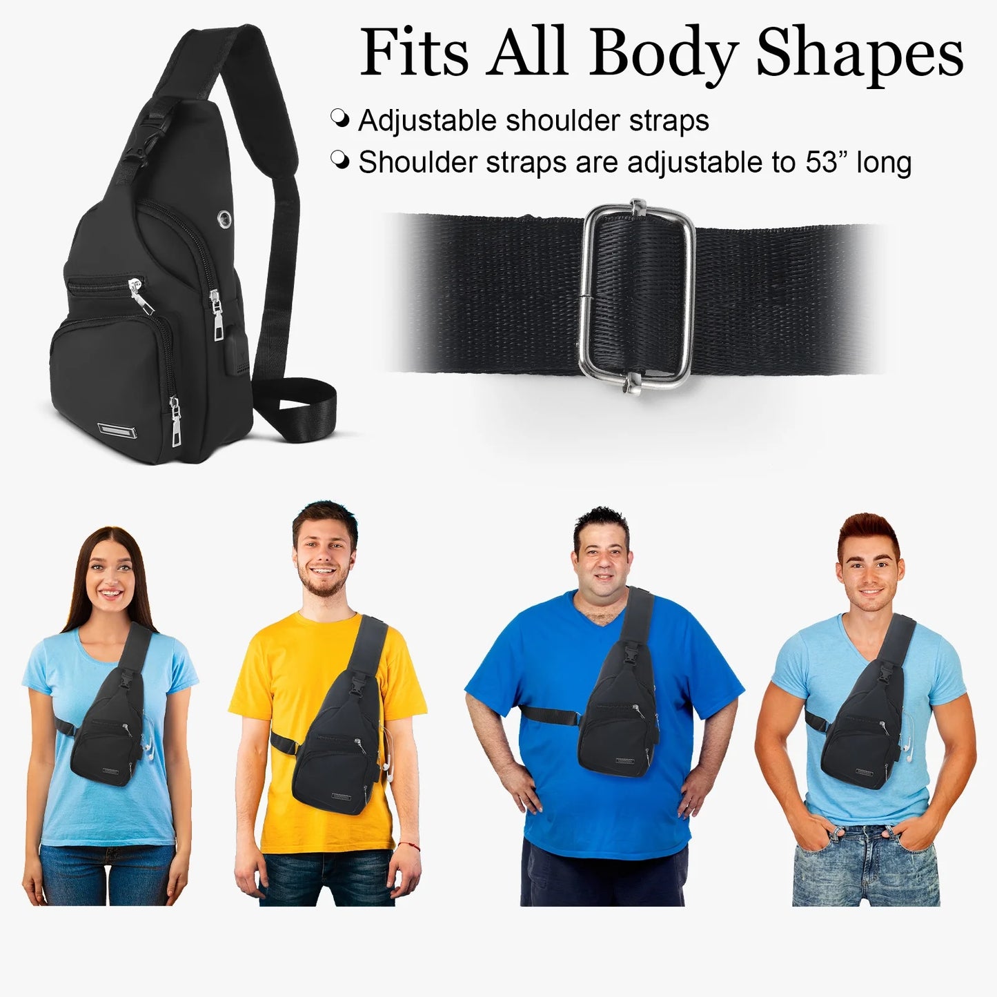Waterproof Sling Bag Crossbody Backpack for Men Women, Sling Backpack Hiking Daypack with USB Charging Port, Multipurpose Cross Body Chest Bag for Hiking Walking Travel