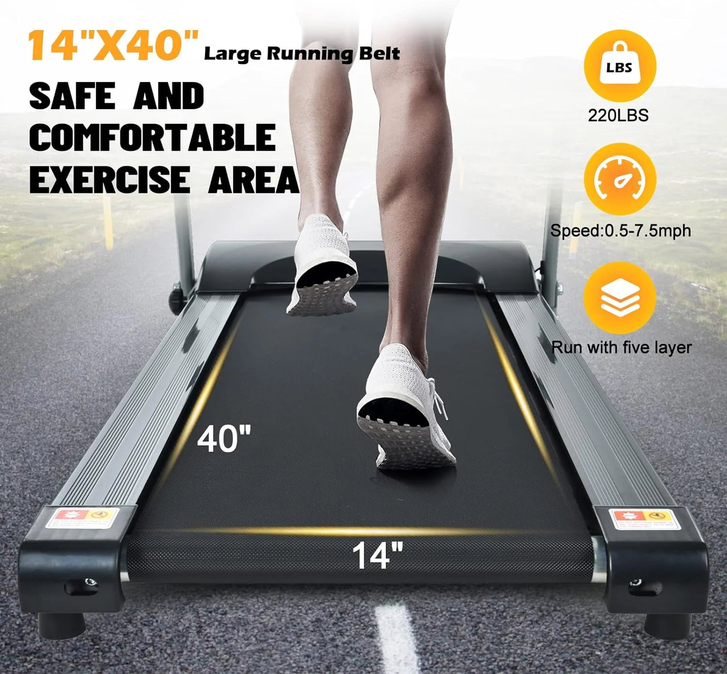 Electric , 2.5HP Foldable Exercise Walking Machince Walking Pad for Apartment Home/Office, Easy to Fold Assembly, MP3,LCD Display