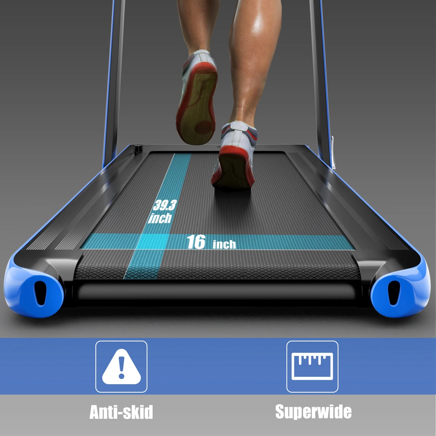 Superfit up to 7.5MPH 2.25HP 2 in 1 Single Display Screen Treadmill W/ APP Control Speaker Remote Control Blue