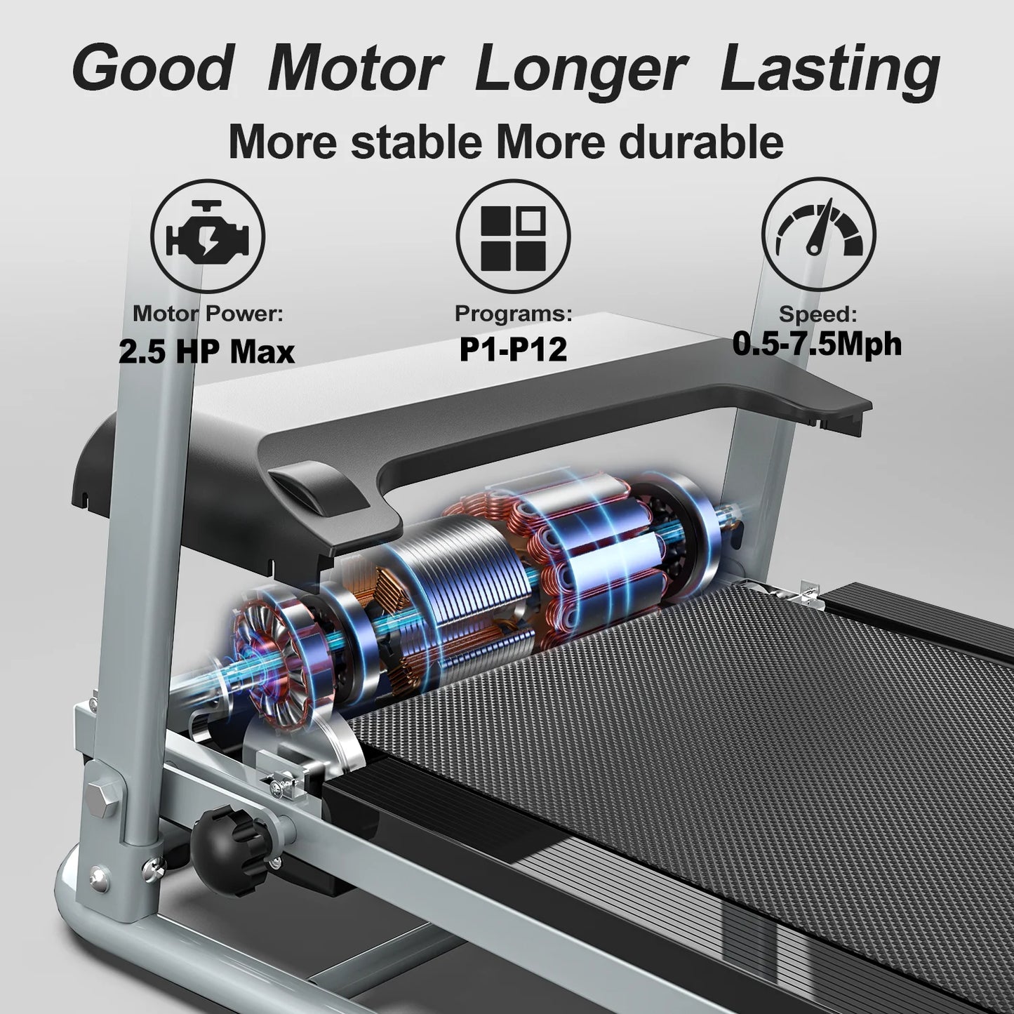 Electric , 2.5HP Foldable Exercise Walking Machince Walking Pad for Apartment Home/Office, Easy to Fold Assembly, MP3,LCD Display