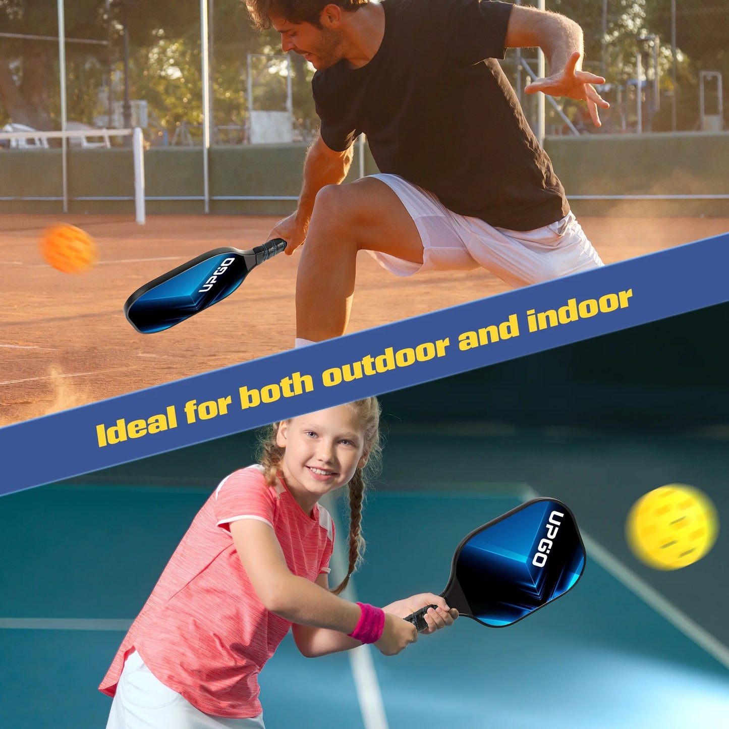 2024 Upgraded Pickleball Paddles, Graphite Fiber Polypropylene Honeycomb Core , Pickle Ball Set with 2 Pickle Ball Rackets, 4 Balls and Backpack