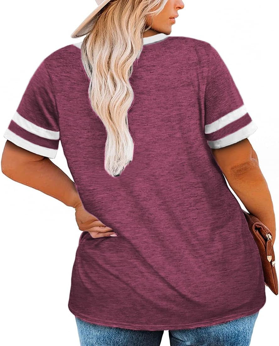 Plus-Size Tops for Women Short Sleeve T Shirts V Neck Tunic Tops XL-5XL
