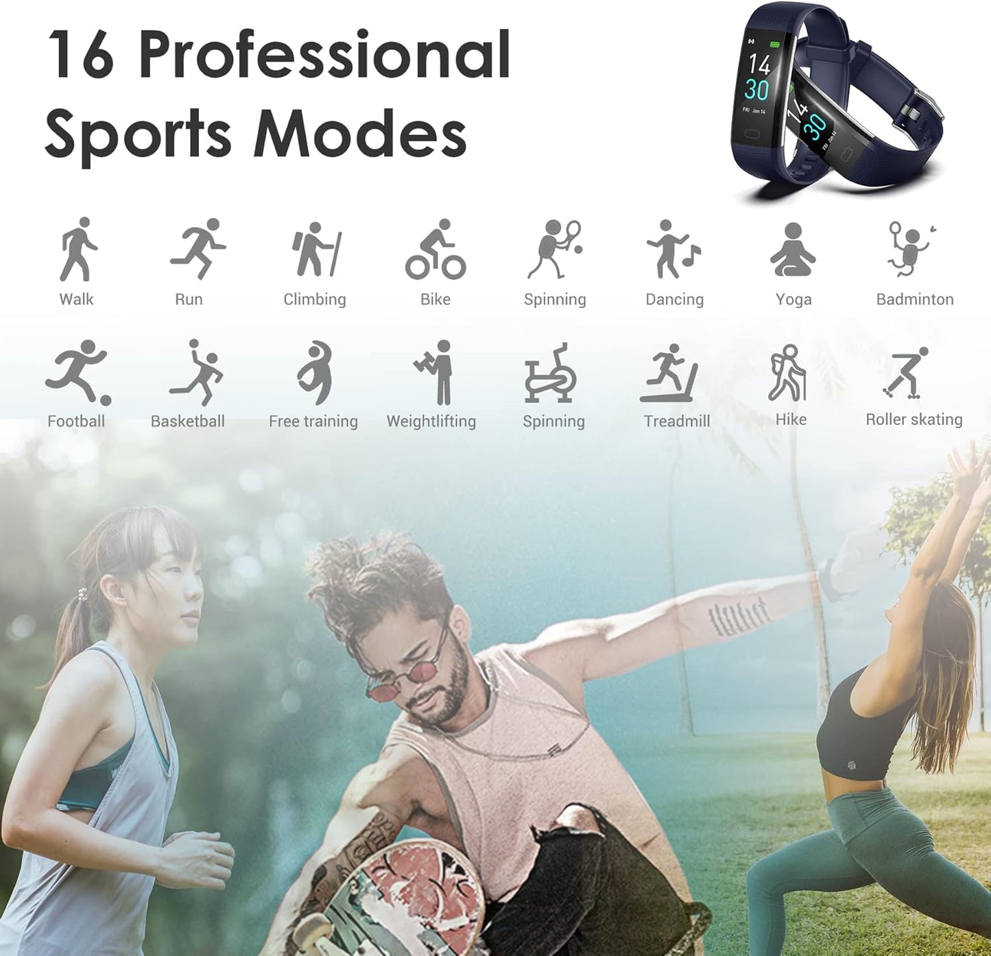 Fitness Tracker for Men and Women,Fitness Watch Waterproof with Activity Tracker and Sleep Monitor,Smart Watch for Android and Ios Phones(Blue)……