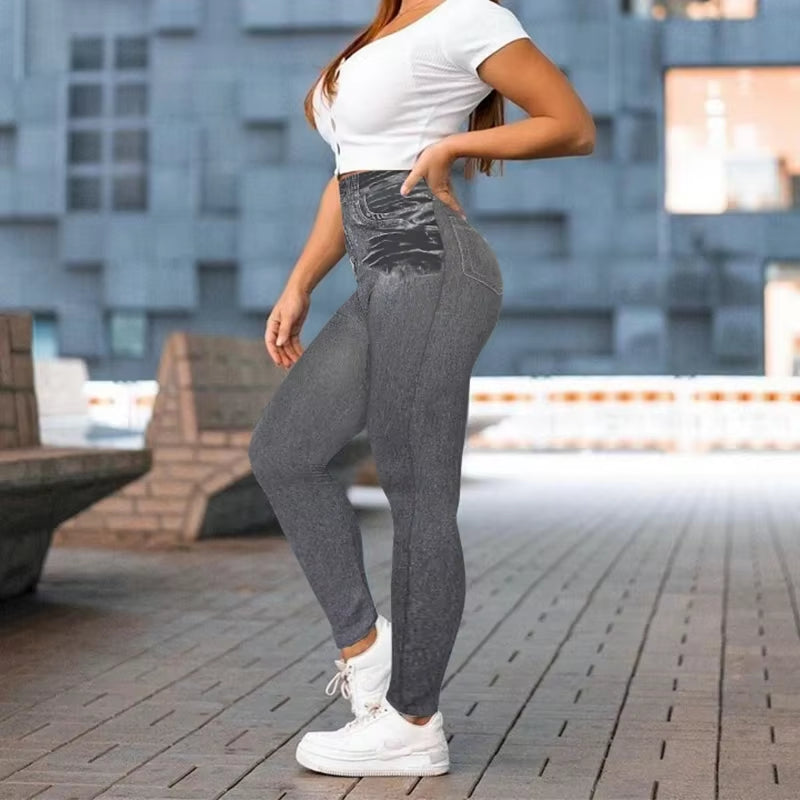Denim Leggings Jeans Jeggings Skinny Pants for Women Streetwear High Waist Tummy Control Leggings Slim Pencil Trousers