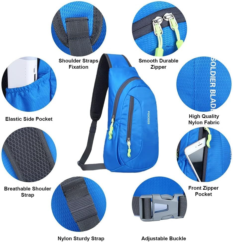 Small Sling Bag for Men Women Crossbody Man Purse Chest Bag Packable Backpack Waterproof Shoulder Bag Hiking Travel