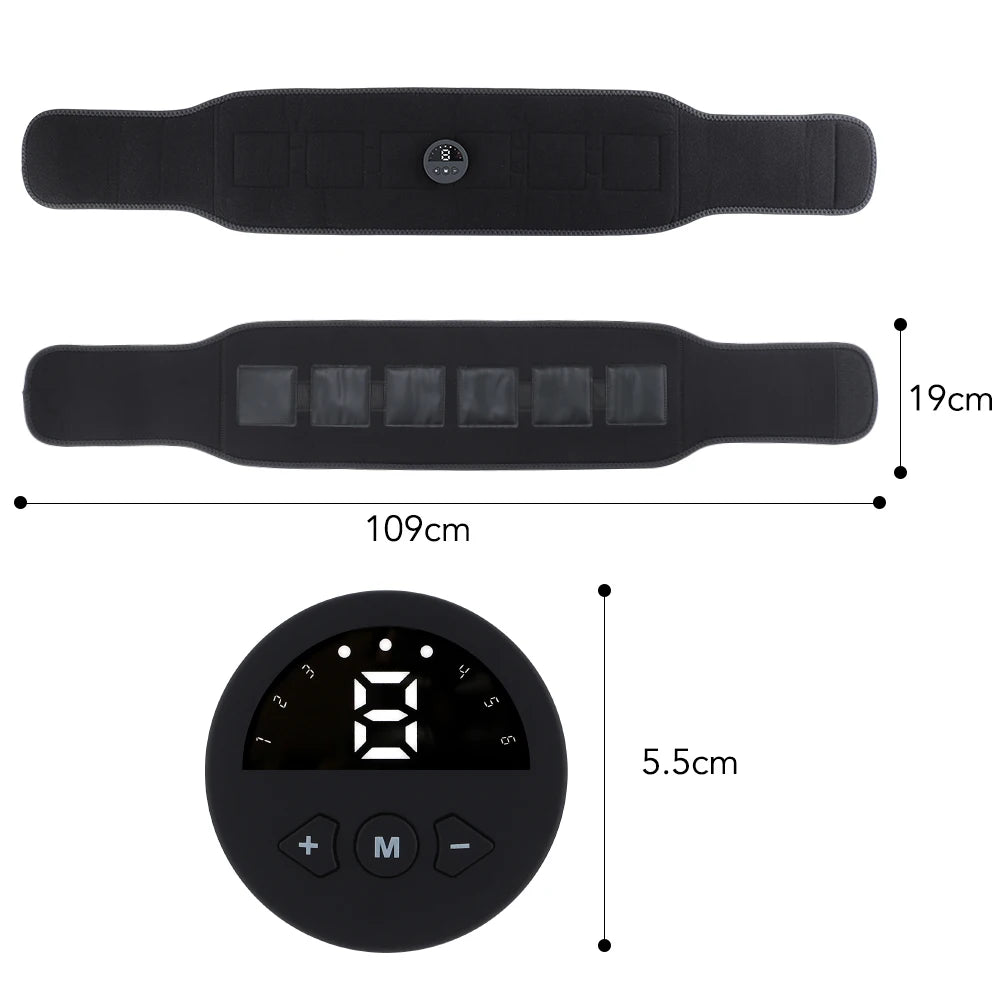 EMS Waist Abdominal Trainer Belt Muscle Stimulator Abs Muscle Toner Display Fat Burn Body Slimming Weight Loss Fitness Massage