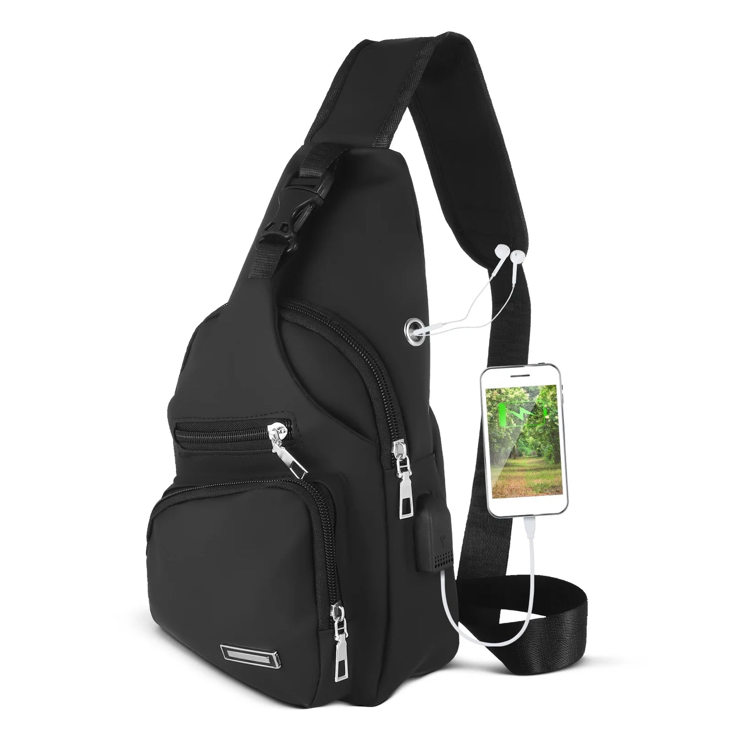 Waterproof Sling Bag Crossbody Backpack for Men Women, Sling Backpack Hiking Daypack with USB Charging Port, Multipurpose Cross Body Chest Bag for Hiking Walking Travel