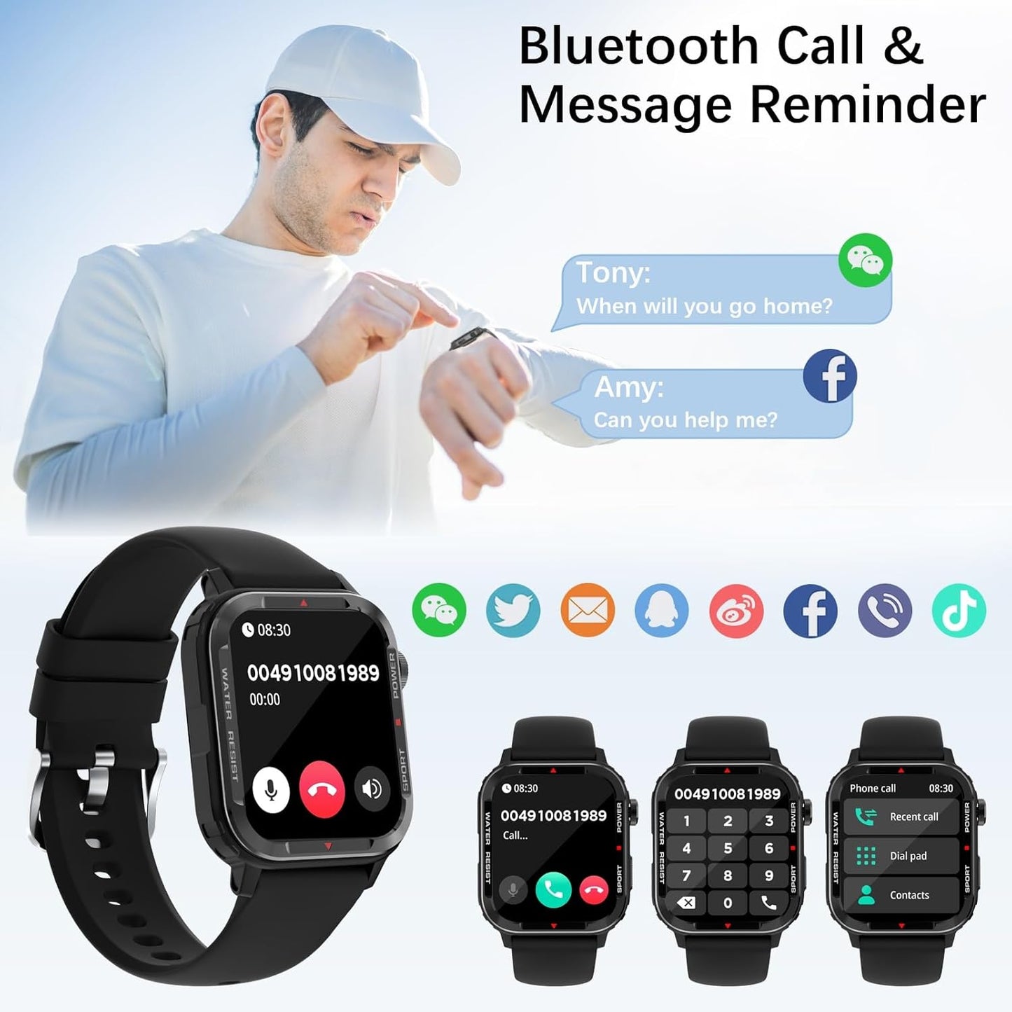 Smart Watches for Men (Answer/Make Call), Fitness Tracker with 123 Sport Modes, Heart Rate Monitor, Spo2, Step Counter, Sleep Tracker, IP68 Waterproof Sports Watch, Fitness Watch for Iphone & Android