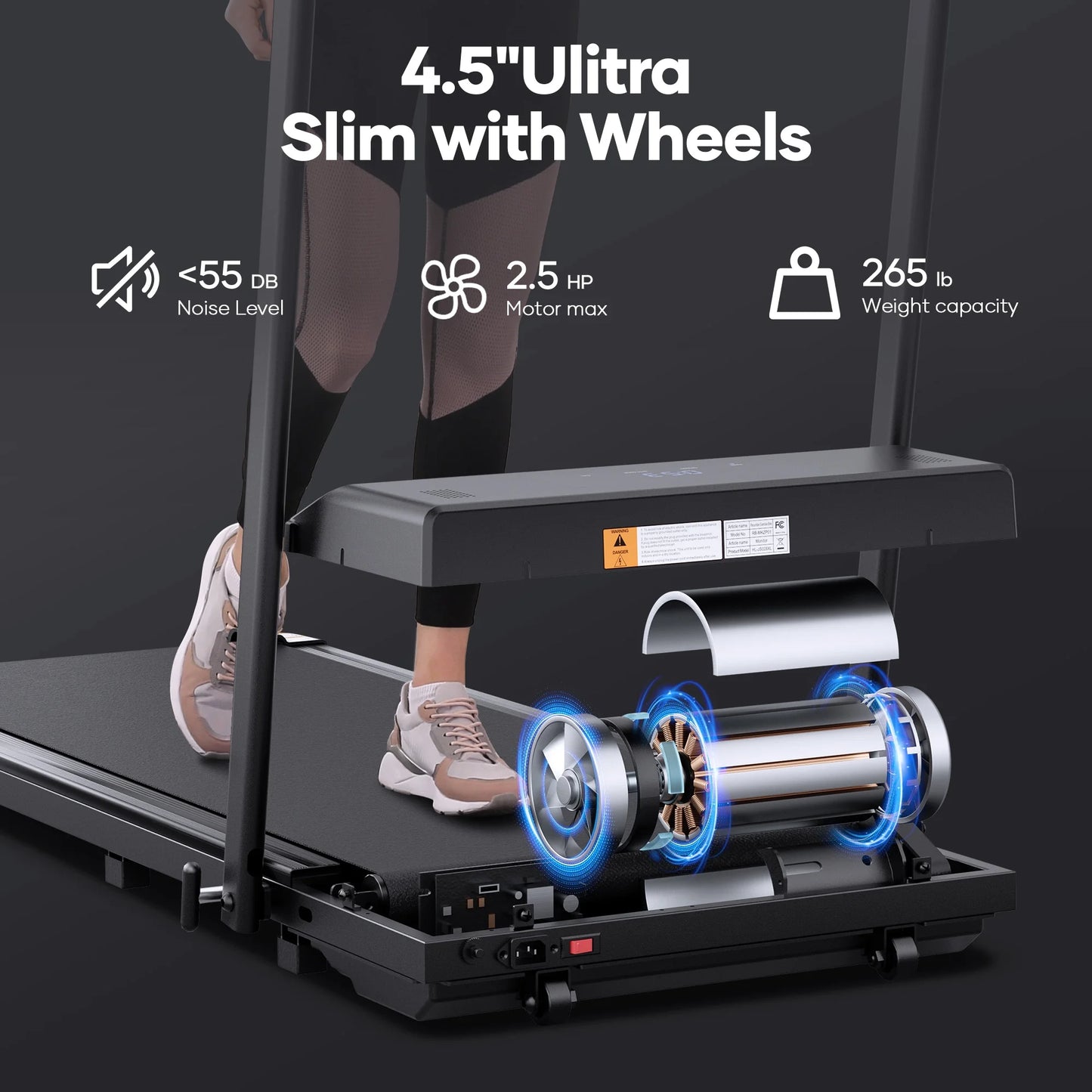 Treadmill Foldable 2-In-1 Walking Pad Compact Electric Running Remote Control for Home Fitness