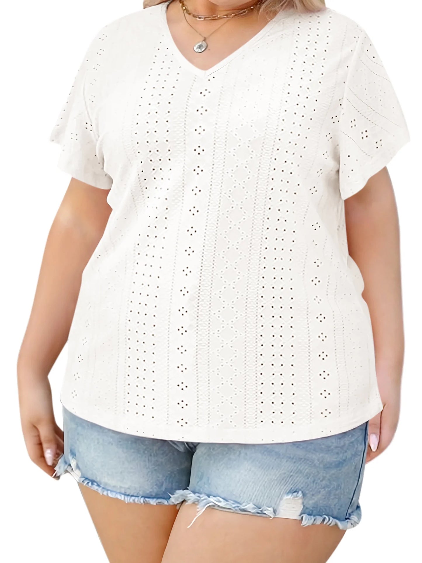 plus Size Women Tops Summer Short Sleeve Crew Neck Tunics Oversized Trendy Dressy White Blouse 5XL