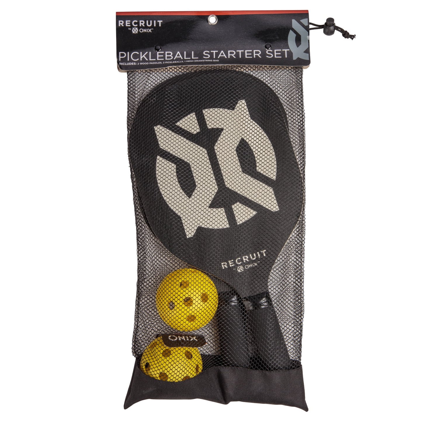 Recruit by Wood Pickleball Starter Set for All Ages and Levels to Learn to Play, Black