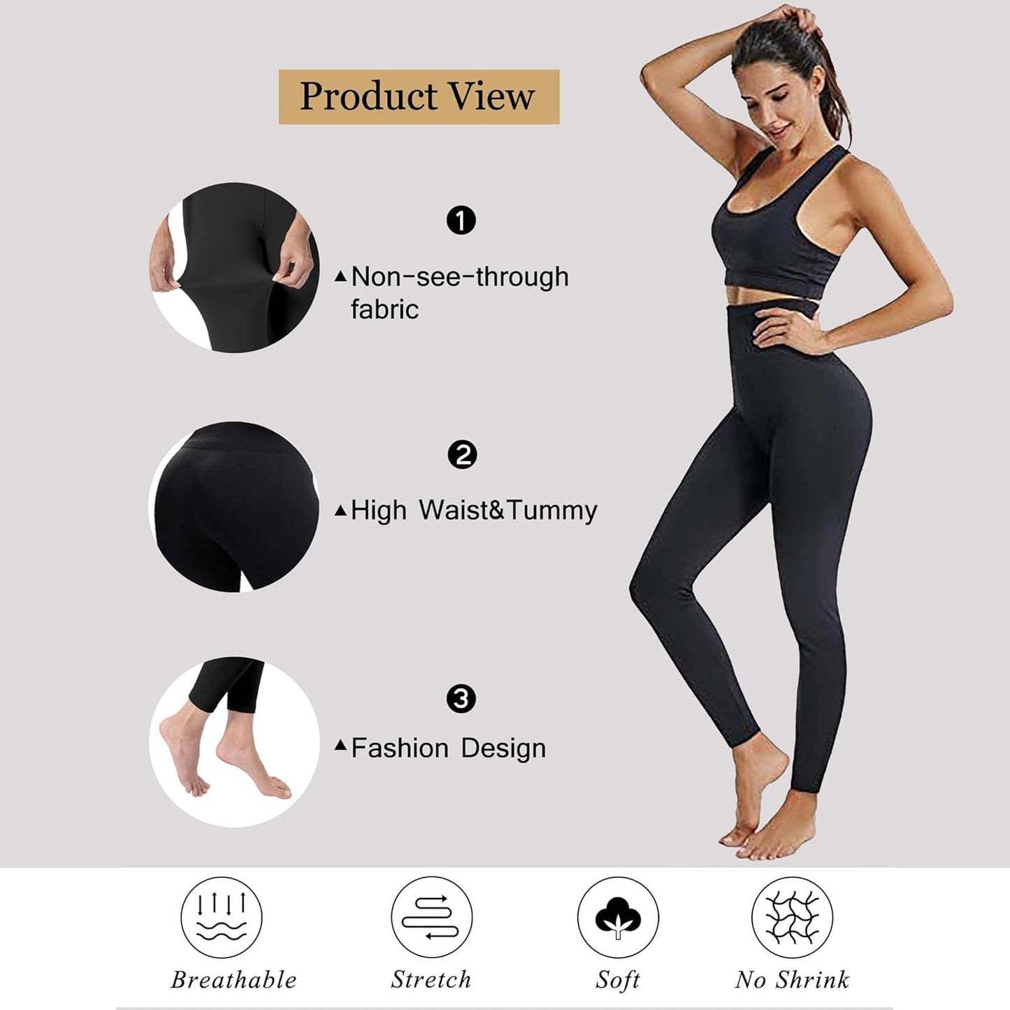 7 Pack Fleece Lined Leggings Womens Fashion High Waist Tummy Control Leggings for Women Winter Warm