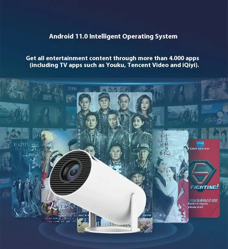 Portable 180° Home Projector