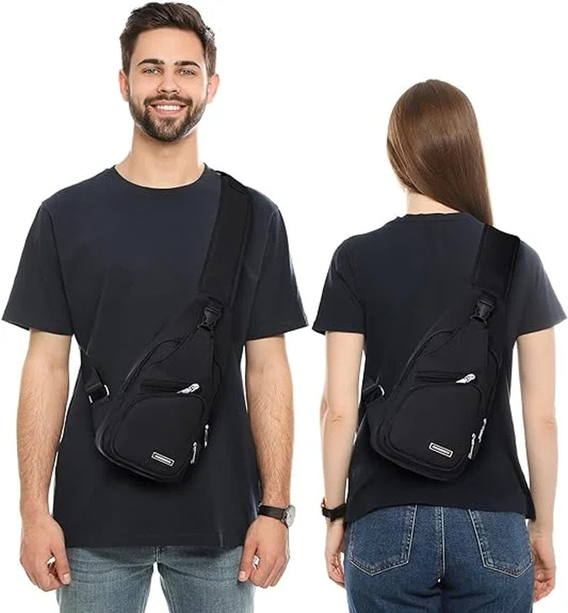 Waterproof Sling Bag Crossbody Backpack for Men Women, Sling Backpack Hiking Daypack with USB Charging Port, Multipurpose Cross Body Chest Bag for Hiking Walking Travel