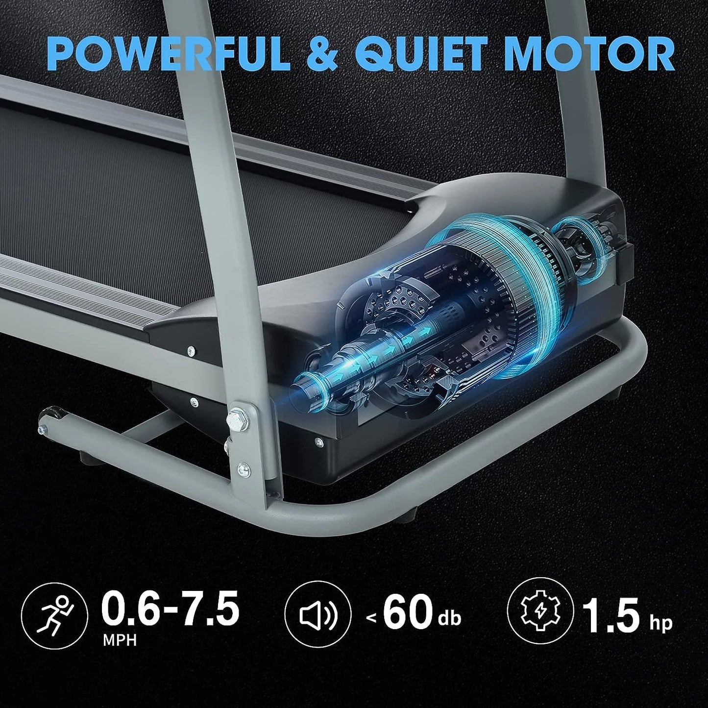 Hlaill 2.0HP Treadmill for Home Folding 240Lb Weight Capacity Walking Jogging Exercise Machine Health & Fitness Fixed Incline with HD Screen 3 Gear Adjustment Shock Absorber Running Belt