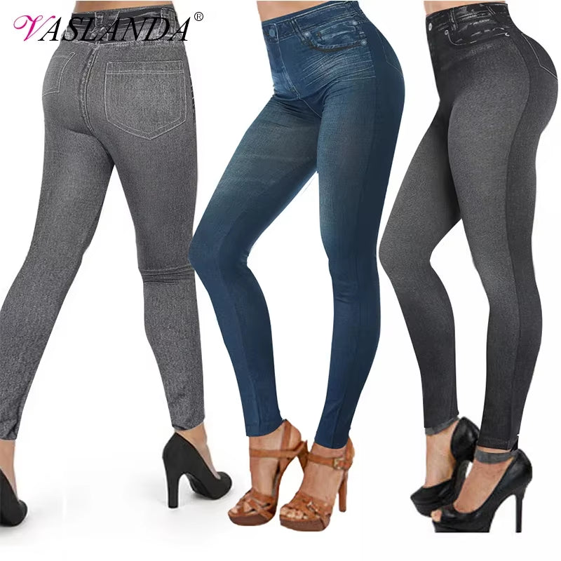 Denim Leggings Jeans Jeggings Skinny Pants for Women Streetwear High Waist Tummy Control Leggings Slim Pencil Trousers