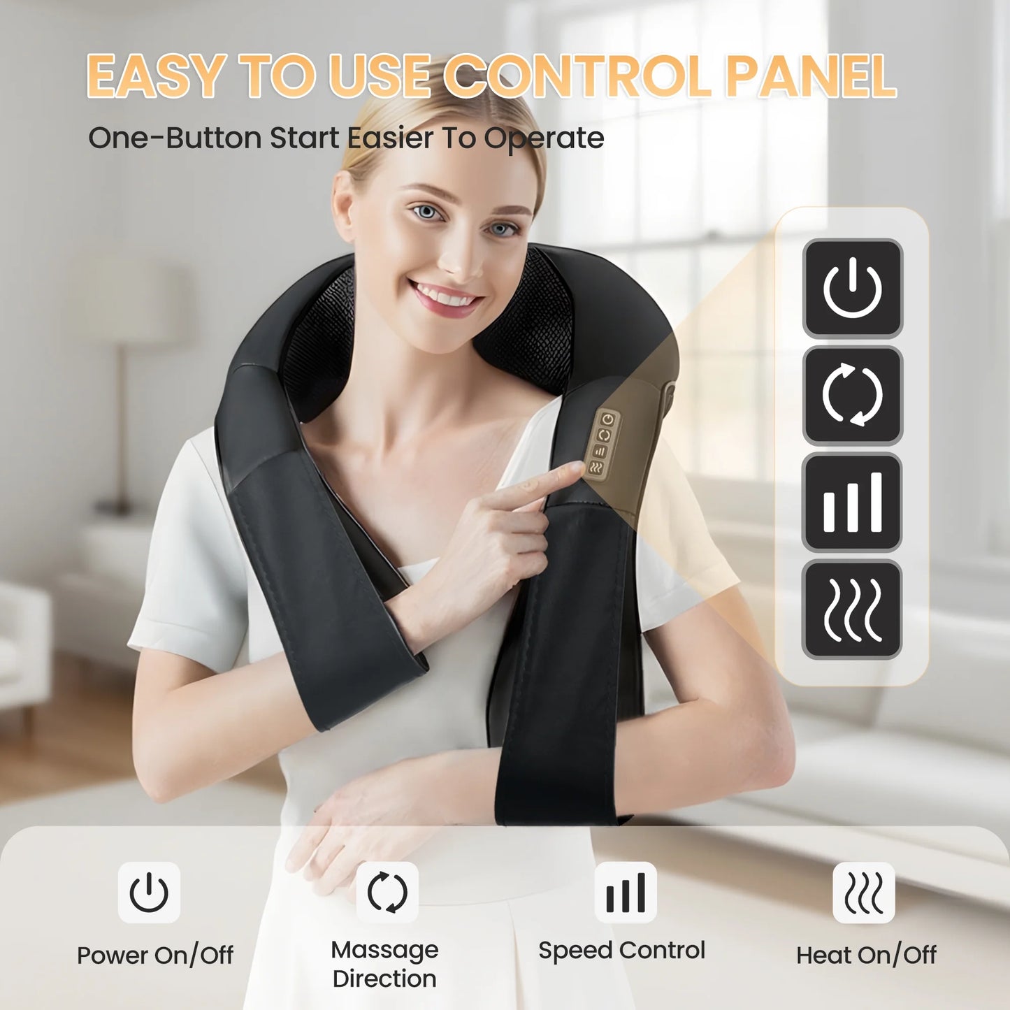 Shiatsu Neck Massager with Heat, Deep Tissue Shoulder and Back Massager for Home Office & Car Use, Gift for Men/Women