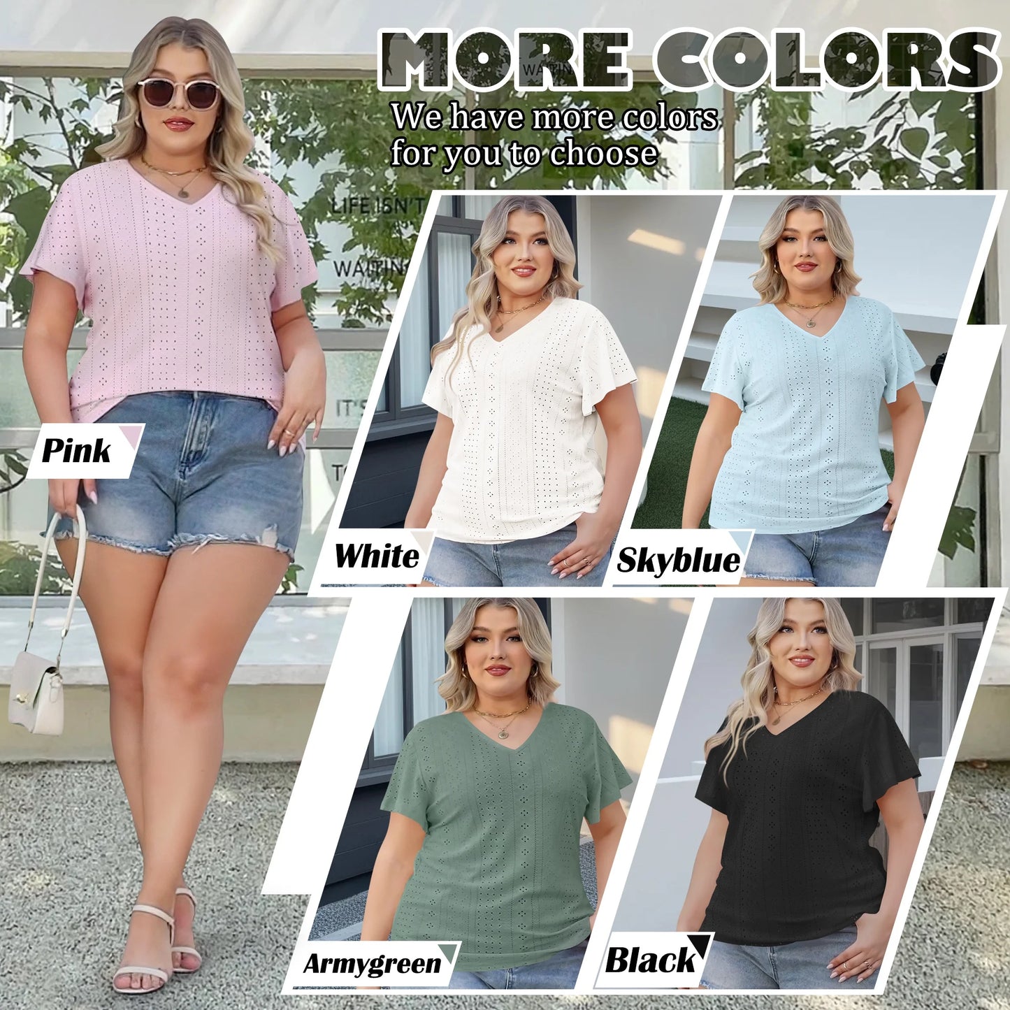 plus Size Women Tops Summer Short Sleeve Crew Neck Tunics Oversized Trendy Dressy White Blouse 5XL