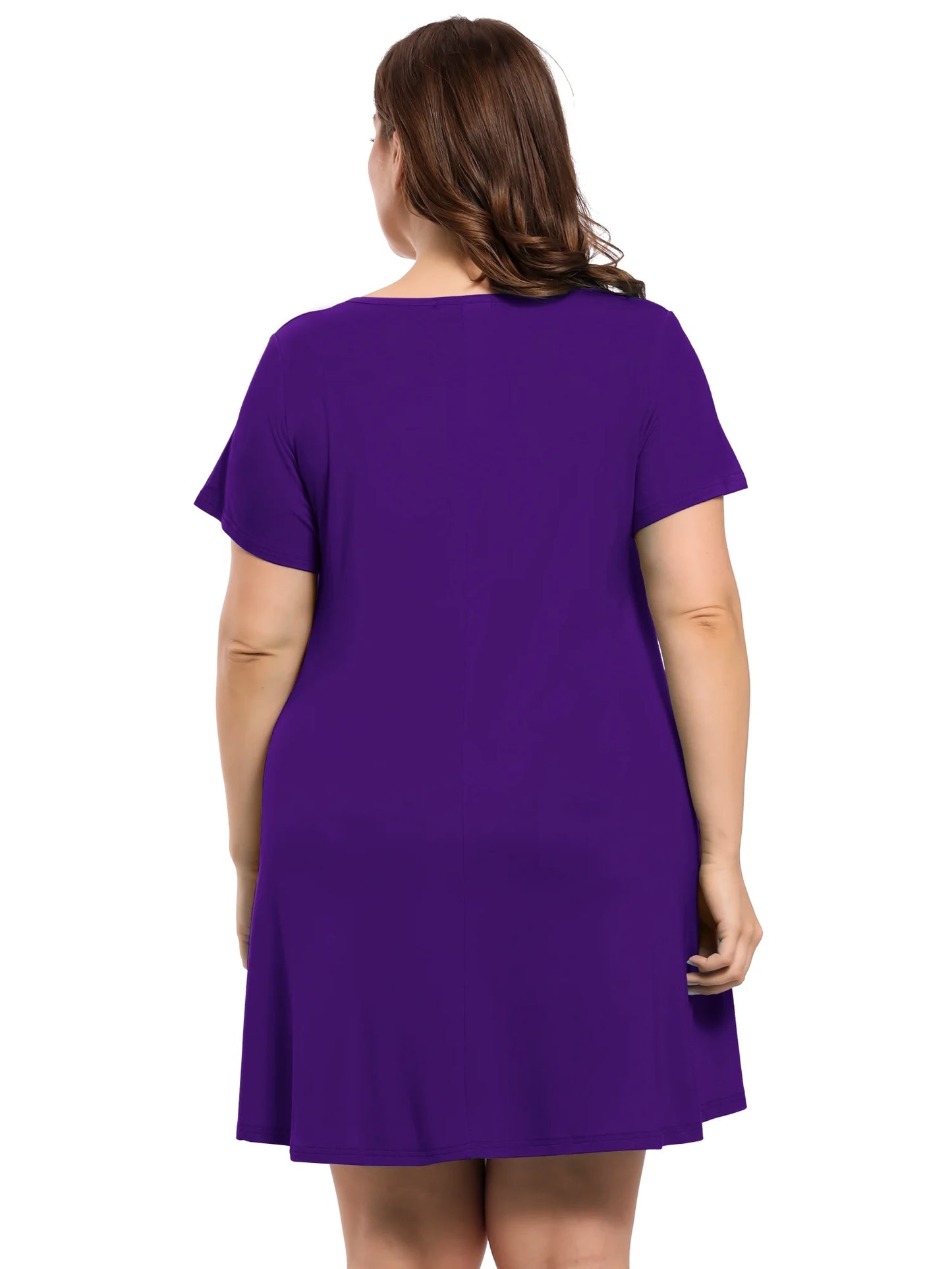 Womens plus Size Dresses with Pockets Casual Short Sleeve Dress Loose a Line Flowy Swing Darkpurple_2X