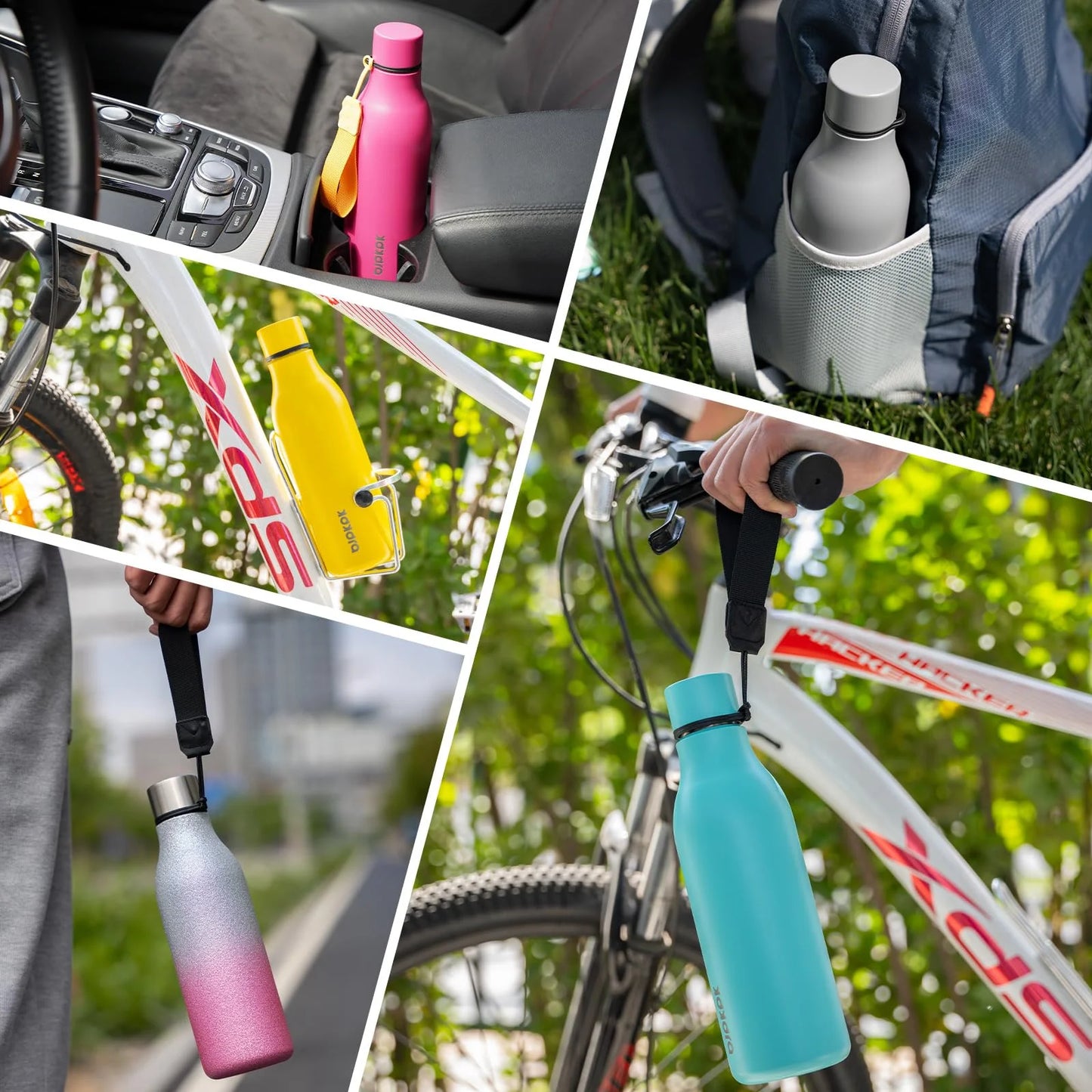 Insulated Water Bottles with Strap,25Oz Stainless Steel Metal Flask,Sky