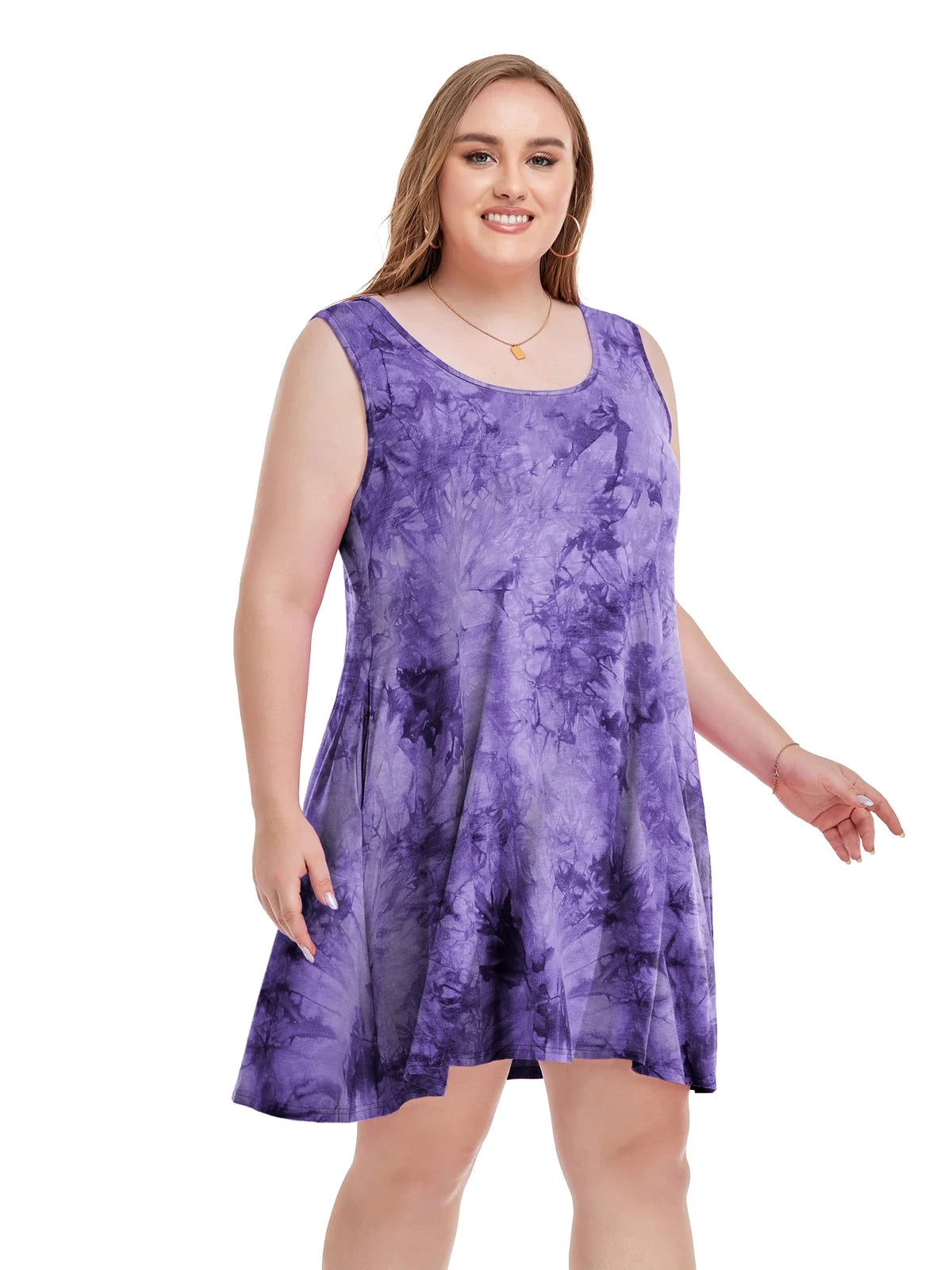 Plus Size T Shirt Dresses 3X for Women, Large Casual Tank Dress Sleeveless Loose Swing Sundress Beach Swimsuit Cover Ups with Pockets