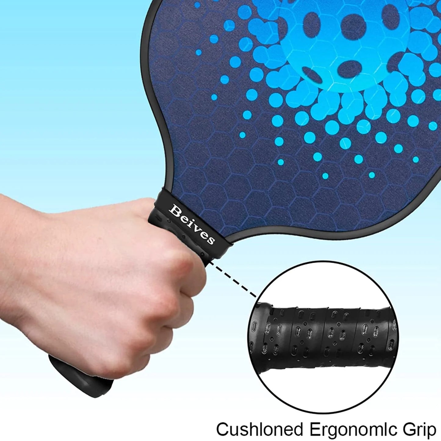 Pickleball Paddles Set of 2 - Carbon Fiber 7.9Oz Lightweight Rackets W/ 4 Pickle Balls & Carry Case for Indoor/Outdoor Play
