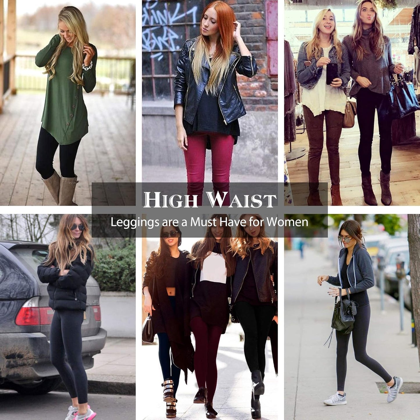 7 Pack Fleece Lined Leggings Womens Fashion High Waist Tummy Control Leggings for Women Winter Warm