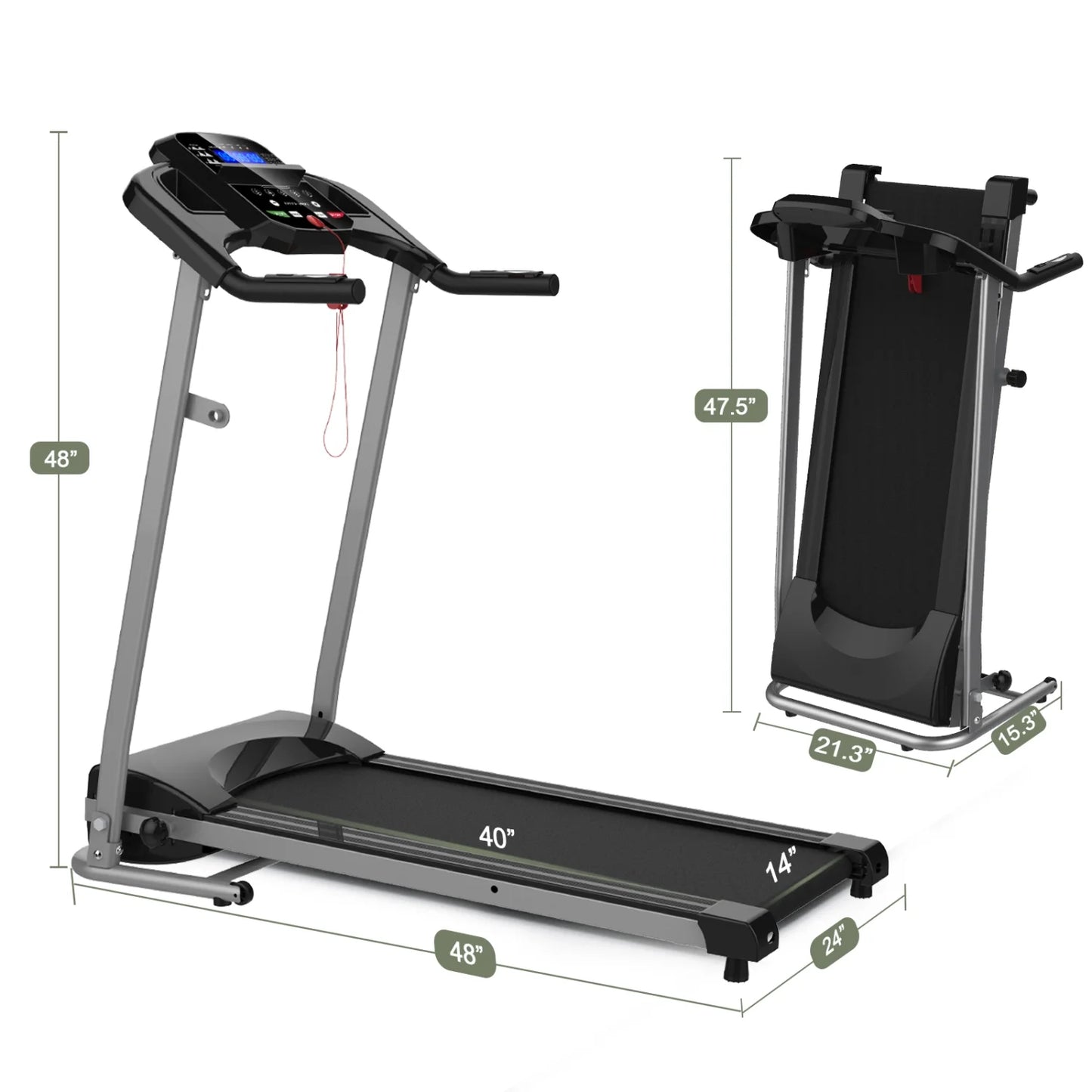 Electric , 2.5HP Foldable Exercise Walking Machince Walking Pad for Apartment Home/Office, Easy to Fold Assembly, MP3,LCD Display