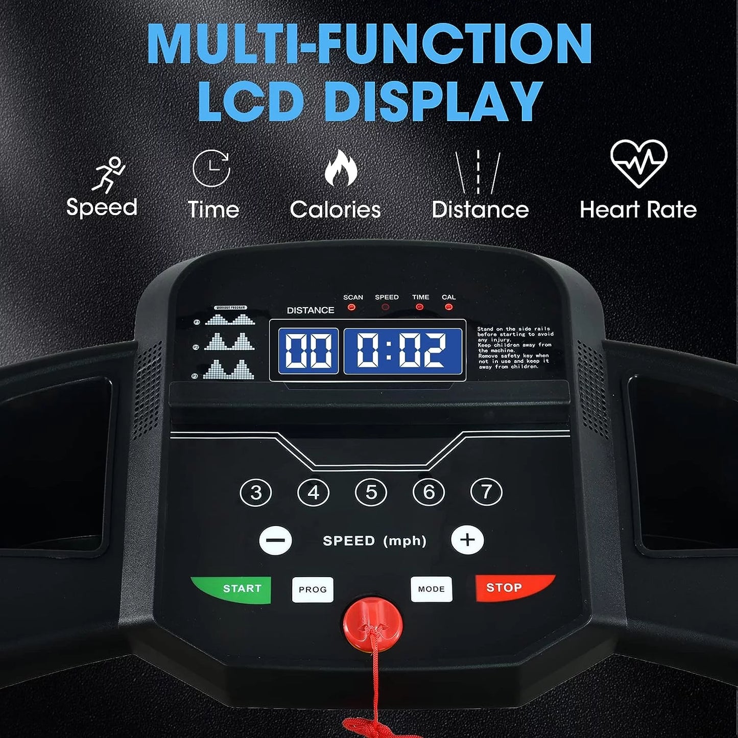 Hlaill 2.0HP Treadmill for Home Folding 240Lb Weight Capacity Walking Jogging Exercise Machine Health & Fitness Fixed Incline with HD Screen 3 Gear Adjustment Shock Absorber Running Belt