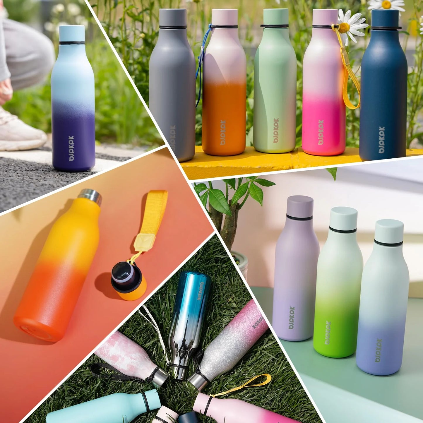 Insulated Water Bottles with Strap,25Oz Stainless Steel Metal Flask,Sky