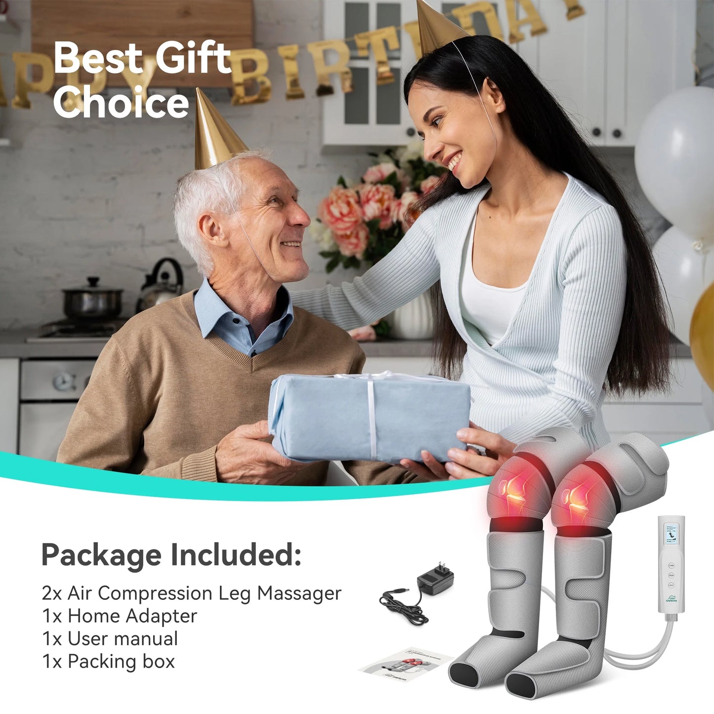 Leg Massager with Air Compression, Calf Foot Massager for Circulation & Pain Relief, Gifts