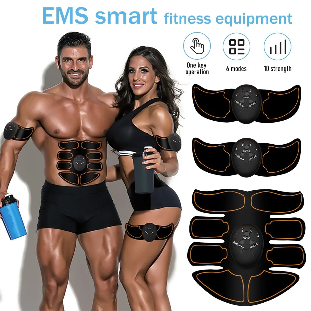 Abs Stimulator, Rechargeable Electric Muscle Toner for Men Women Abdominal Work Out, Wireless Portable To-Go Gym Device, Fitness Equipment, Black