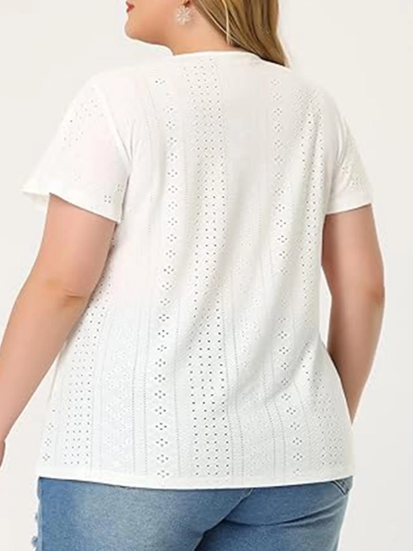 plus Size Women Tops Summer Short Sleeve Crew Neck Tunics Oversized Trendy Dressy White Blouse 5XL