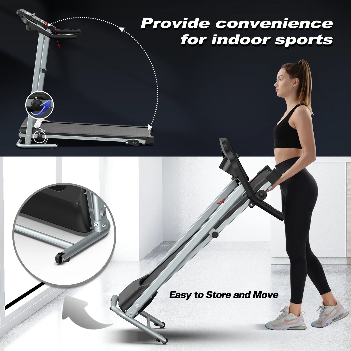 Electric , 2.5HP Foldable Exercise Walking Machince Walking Pad for Apartment Home/Office, Easy to Fold Assembly, MP3,LCD Display