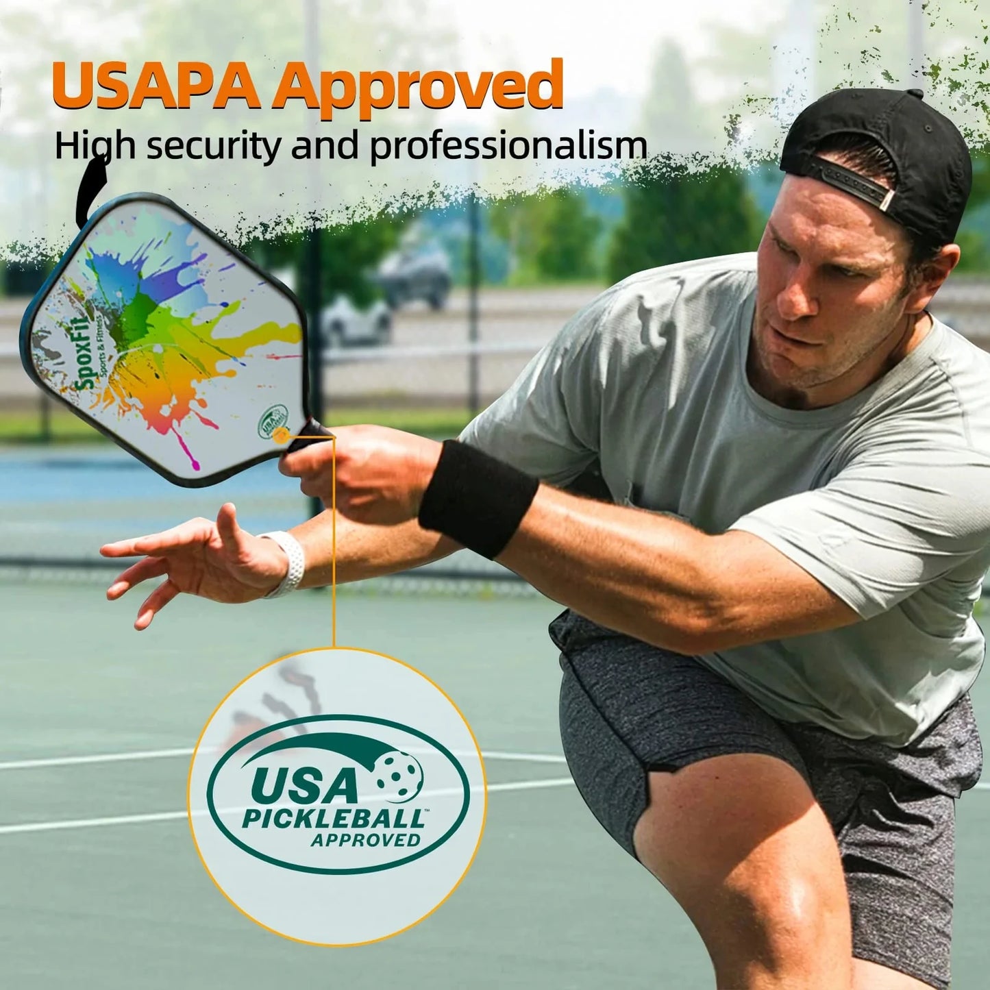 Pickleball Paddle Set of 2 – USAPA Approved, Lightweight Fiberglass Rackets with Cushion Grip, 4 Pickleballs, Carry Bag & Grip