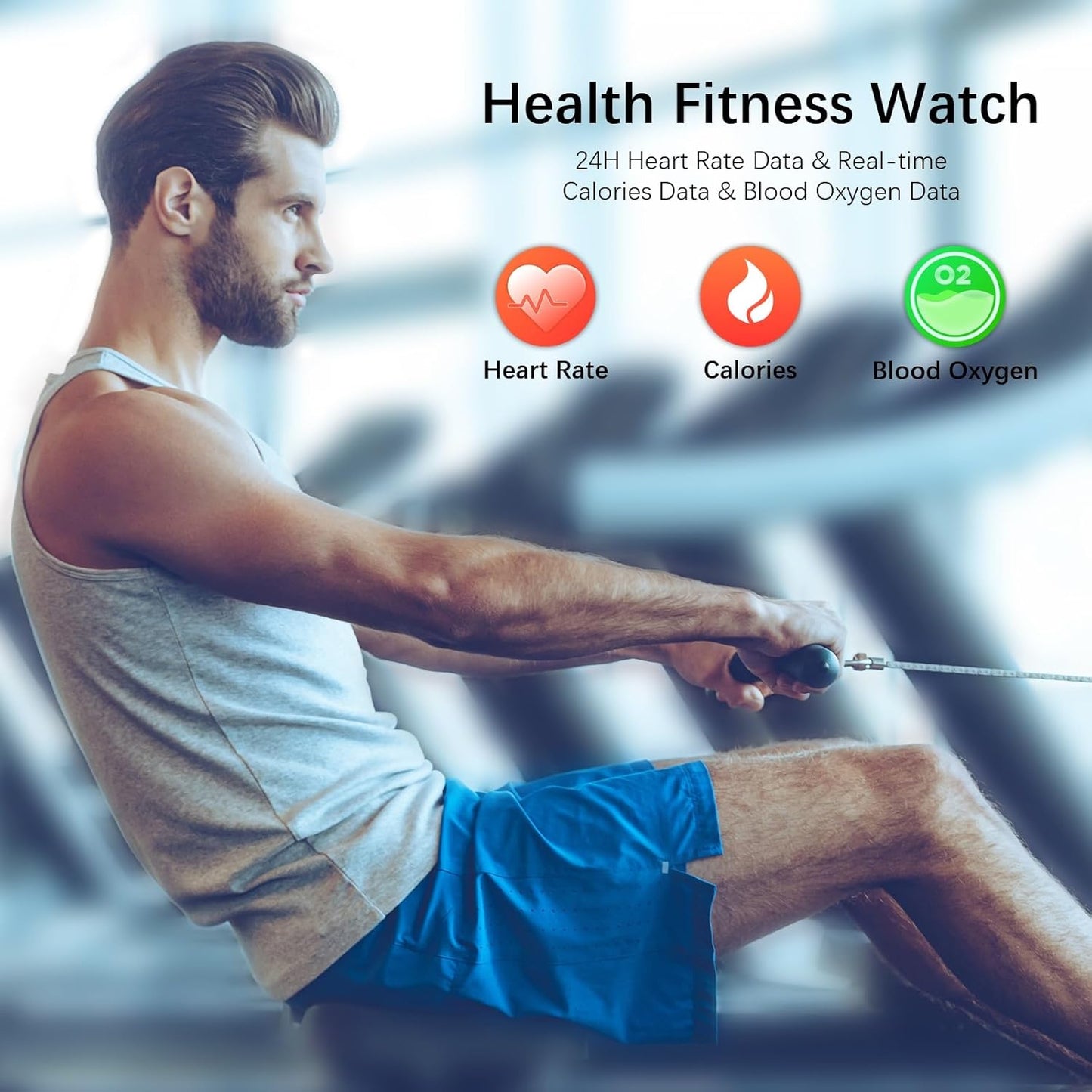 Smart Watches for Men (Answer/Make Call), Fitness Tracker with 123 Sport Modes, Heart Rate Monitor, Spo2, Step Counter, Sleep Tracker, IP68 Waterproof Sports Watch, Fitness Watch for Iphone & Android