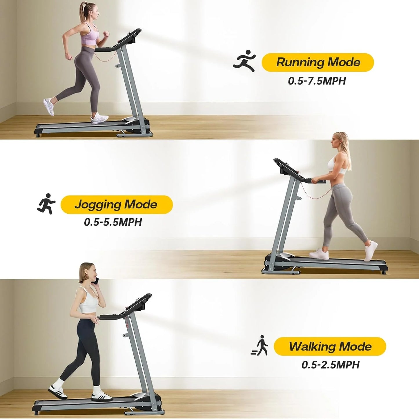 Electric , 2.5HP Foldable Exercise Walking Machince Walking Pad for Apartment Home/Office, Easy to Fold Assembly, MP3,LCD Display