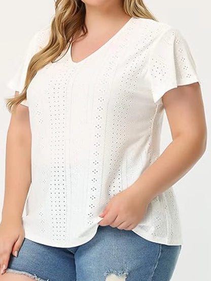 plus Size Women Tops Summer Short Sleeve Crew Neck Tunics Oversized Trendy Dressy White Blouse 5XL