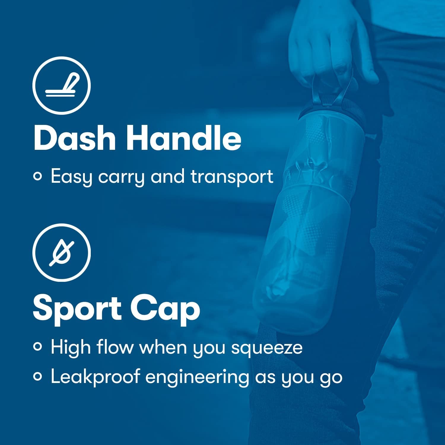 Sport Insulated Water Bottle - Bpa-Free, Sport & Bike Squeeze Bottle with Handle (Fly Dye - Monochrome, 24 Oz)